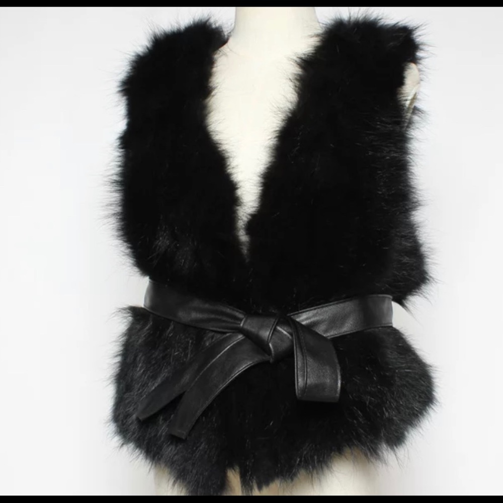 100% real black  raccoon belted fur vest